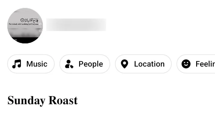 A Facebook post on a Redmi A2+ showing the words Sunday Roast rendered in the Bold style