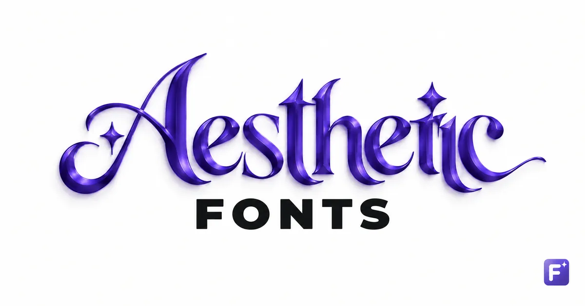 Purple Aesthetic Fonts lettering with the Fonti mark on a white background.