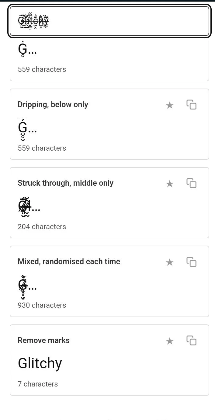 Glitch text remover turning stacked zalgo marks back into plain readable words